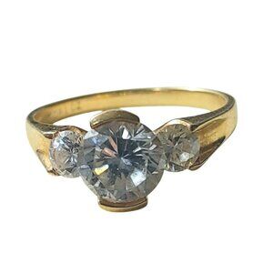 DRI 14K Yellow Gold Ring CZ Size 6.5 Engagement Anniversary Cubic Zirconia
